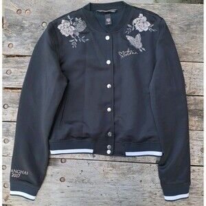 Victoria’s Secret Medium Shanghai Fashion Show Black Satin Bomber Varsity Jacket